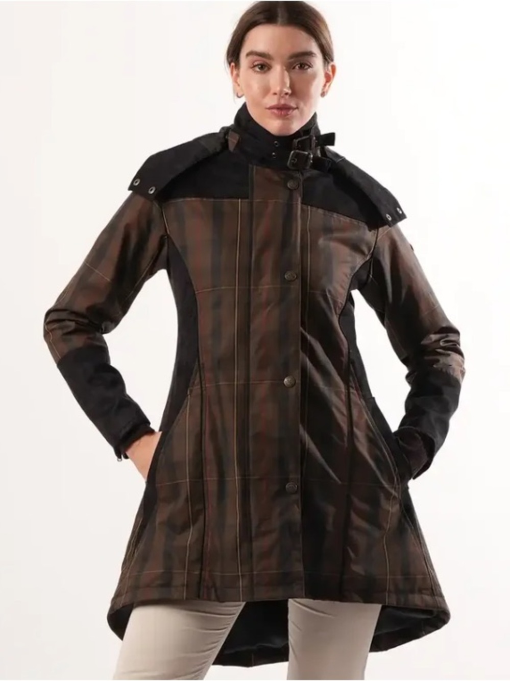 Welligogs Odette Brown Check Waterproof Coat Cotton Size 4